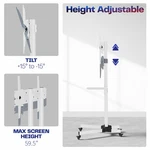 Vivo White Mobile Tv Cart For 32" To 83" Lcd Led Plasma Flat Panel Stand. Fixed Price $99.99.