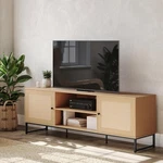 Flash Furniture 65" Tv Stand With Rattan Accented Storage Doors In Natural. Fixed Price $270.77.