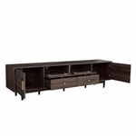 Contemporary 76-INCH Tv Stand With Ample Storage, Textured Wood Finish,. Fixed Price $305.43.