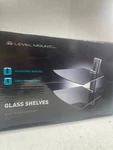 (2) Adjustable Dual Tempered Black Glass Shelves W/ Cable Management Level Mount. Fixed Price $54.99.