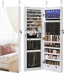 Hanging Jewelry Cabinet, Wall-mounted With Led Interior Lights, Door-mou. Fixed Price $114.99.