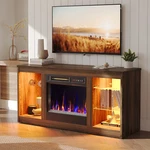 Modern Electric Fireplace Stand For Up To 55", With Led Glass Shelves. Fixed Price $200.46.