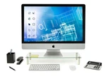 Mount-it! Glass Desktop Monitor Stand Riser Raised Clear / White Legs. Fixed Price $46.78.