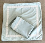 Echo Seafoam Green White Embroidery Euro Shams Pair Cord Edge Zip 26 X Nwot. Fixed Price $24.00.