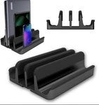 Elestoria Accessories 4-SLOT Vertical Laptop Stand (black Aluminum). Fixed Price $60.00.