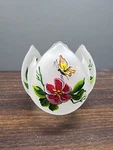 Frosted Glass Lotus Blossom Candle Holder - Butterfly Design. Fixed Price $51.97.