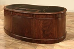 Kidney Shaped Desk With Optional Monitor Lift, Gilt-tooled Leather Top. Fixed Price $8750.00.