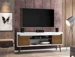 Bradley 63"W White Brown Tv Stand With 2 Storage Shelves. Fixed Price $249.91.