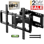 Mountftv Full Motion Wall Bracket For 37-82" Flat And Curved Tvs PSLF10. Fixed Price $44.99.