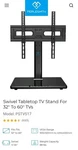 Swivel Tabletop Stand For 32" 60" Model: PSTVS17. Fixed Price $25.00.
