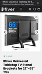 Rfiver Universal Tabletop Stand Brackets For 22"-65". Fixed Price $21.99.