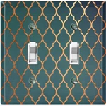 Metal Light Switch Cover Plate Wallpaper Teal Yellow Pattern WAL001. Fixed Price $17.09.