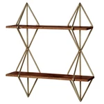 Addax Geometric Diamond Metal And Wood Modern Wall Shelf Gold. Fixed Price $105.00.