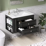 30IN Single Sink Bathroom Vanity Wall Mount Floating W/ 2 Drawers Modern Black. Fixed Price $319.98.
