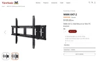 Viewsonic WMK-047-2-3C Wall Mount Supports To 98 Inch Display 330 Lbs Black. Fixed Price $35.00.
