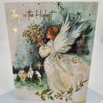 One Lang Linen Gold Foil Christmas Card Angel Of Susan Winget + Stamp. Fixed Price $6.15.