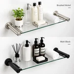 16" Bathroom Glass Shelf Wall Mounted Floating Shower Organizer Rack. Fixed Price $15.99.