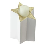 Northlight 6.25" White Gold Colored Star Shaped Glitter Tea Candle Holder. Fixed Price $13.49.