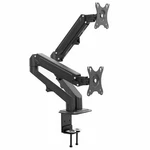 Mount-it! Dual Monitor Desk W/ Gas Spring Arms Fits 17"-32", Open Box. Fixed Price $49.87.
