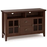 Simplihome Artisan Tv Stand - 48" Wide Solid Wood Media Console In Russet Brown. Fixed Price $410.16.
