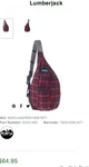 Kavu Buffalo Rope Bag-lumberjack-backpack-perfect-msrp 70$-UNUSED-COTTON-UNISEX. Fixed Price $26.50.