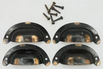 4 Antique Wood Cabinet Drawer Copper Flash Steel Japanned Pulls Hardware. Fixed Price $32.00.