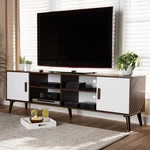 Baxton Studio Quinn Mid-century Modern Two-tone White And Walnut Finished 2-DOOR. Fixed Price $225.99.