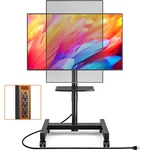 Rolling Tv Stand With Power Outlet Height Adjustable Mobile Cart Storage. Fixed Price $59.99.