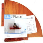 New 12" Solid Wood Corner Round Shelf Medium Brown In Place Brand Support Bars. Fixed Price $34.95.