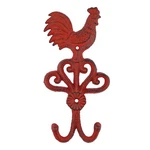 Cast Iron Rooster Scrolls Double Wall Hook Key Towel Coat Hanger Rustic Red. Fixed Price $24.95.