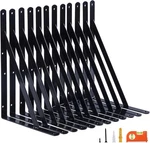 12-PACK 14 Heavy Duty Shelf Brackets, Large Wall Inch, Black. Fixed Price $61.35.