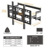40-100" Inch 120KG Tv Bracket Tilt Swivel Pivot Wall Mount Black Full Motion Arm. Fixed Price $58.92.
