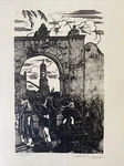 Hendrik Glintenkamp (1887-1946) Mexican Bell Tower Wood Engraving Print 1928. Fixed Price $99.95.