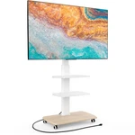 Rolling Tv Stand 32-70INCH Height Adjustable Power Outlets White Wheels Portable. Fixed Price $209.99.