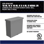 Southwire N3R 10" 4" D Carbon Steel Gray Screw-cover Wall Mount Box. Fixed Price $29.95.