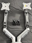 Huanuo Dual Monitor Wall Mount Arm White Adjustable Gas Spring. Fixed Price $40.00.