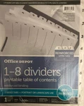 Office Depot Table Contents Index W/preprinted Tabs,numbered 1-8,WHITE-SHIP24. Fixed Price $6.88.