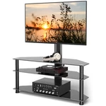 Swivel Corner Floor Tv Stand Base With Mount For 40-75 In Tempered Glass Shelves. Fixed Price $132.10.