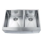 Boann Hand Made Skirt Front R15 60/40 Double Bowl Undermount Sink, 16-GAUGE. Fixed Price $468.04.
