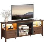 Bestier 63IN Stand W/ Led Lights Cabinet Shelves Walnut Fits 70IN. Fixed Price $138.39.