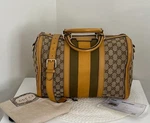 Auth Gucci Gg 2WAY Web Joy Sherry Line Boston Duffle Shoulder Handbag With Strap. Fixed Price $450.00.