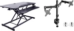 Adjustable 43" Standing Desk Converter With Dual Monitor Arm - Black. Fixed Price $420.99.