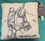 Hallmark Life Side By Embroidered Accent Linen Cotton Tan Pillow 9.5"X9.5". Fixed Price $9.97.