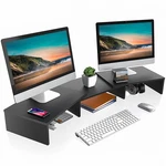 Fitueyes Dual Monitor Stand - 3 Shelf Computer Riser, Wood Desktop. Fixed Price $46.27.