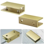 2 Pcs Frameless Glass Clamp Brackets For Shelf And Shower, Matt Gold. Fixed Price $31.24.