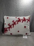 Christmas Village Santa Sleigh Reindeer Throw Pillow 15.5 X12 Red White. Fixed Price $24.98.