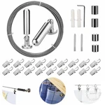 5 Meters Wall Mount Curtain Wire Rod Set With (20 Hanging Clips Stainless Steel. Fixed Price $21.57.