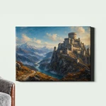 Sunset Mountain Fortress River Gorge Landscape Poster Print. Fixed Price $16.49.