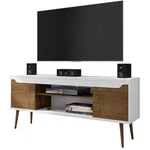 Manhattan Comfort Bradley Wood Stand Up To 60" In White/brown. Fixed Price $218.66.