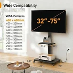 Perlegear Mobile Tv Stand With Power Outlet, Tilt & Swivel Rolling. Fixed Price $49.49.